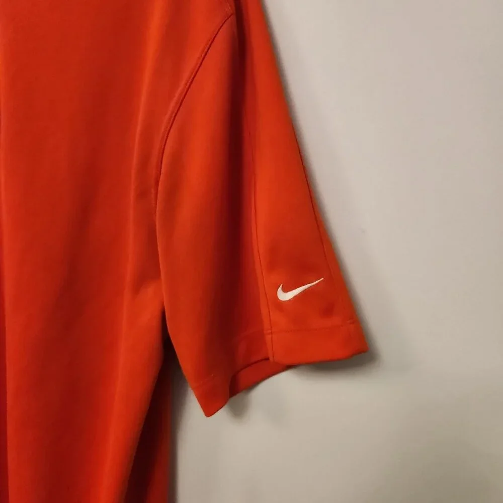 Nike Golf Dri-Fit‎ Polo Shirt Orange Short Sleeve Polyester Mens Size Large EUC
